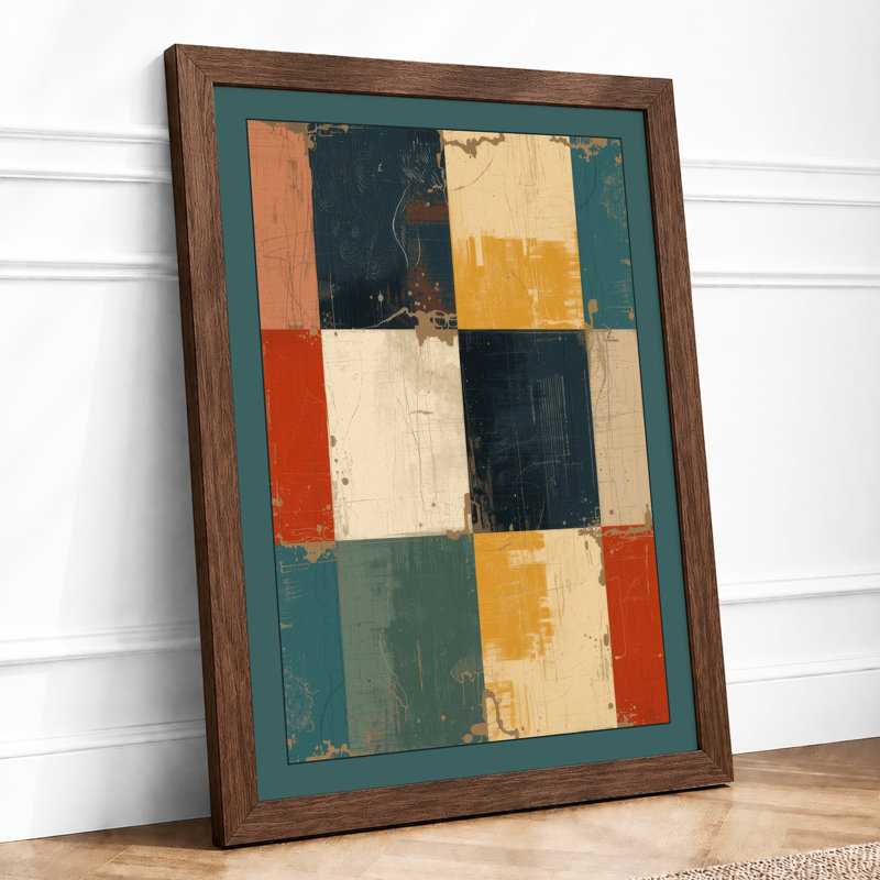 Weathered Panels Industrial - Framed Print, A2 - 59.4 x 42.0 cm, Walnut