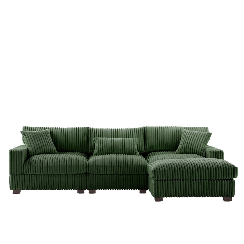 4 Seater Sectional, Green Fabric