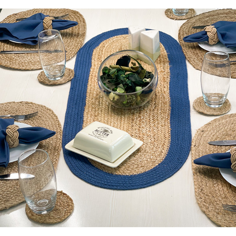 TABLE RONDE VERona, Naturel / bleu marine, 13 po x 36 po