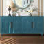 Grande armoire avec tablettes réglables et portes à fleurs attrayantes pour la maison - Poignée de rangement en métal bleu marine