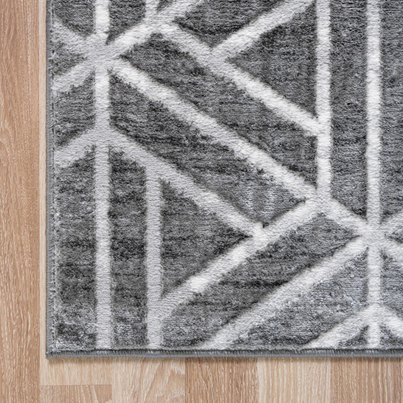 Tapis d'intérieur rectangulaire en polyester tissé à la machine à motif abstrait Eshin, Carré 5 pi 3 po