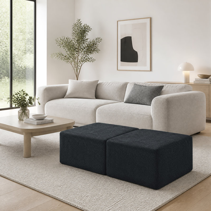  Repose-pieds 27,5 po en chenille moderne sans os, repose-pieds carré en mousse à compression, repose-pieds décoratif sans assemblage