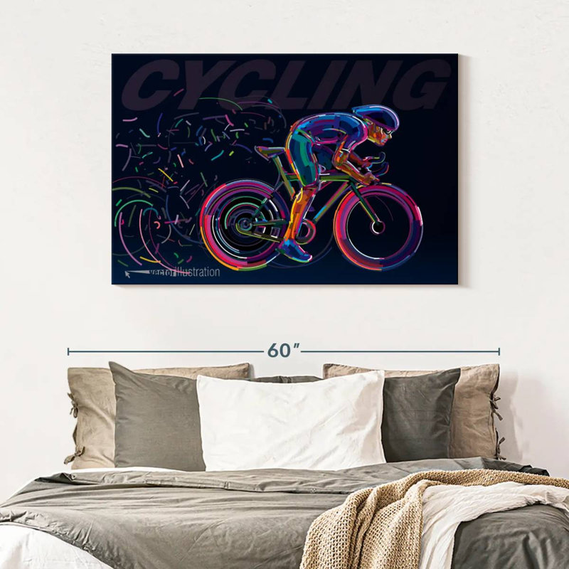 Sirci abstrait à vélo, H 32 po x l 48 po