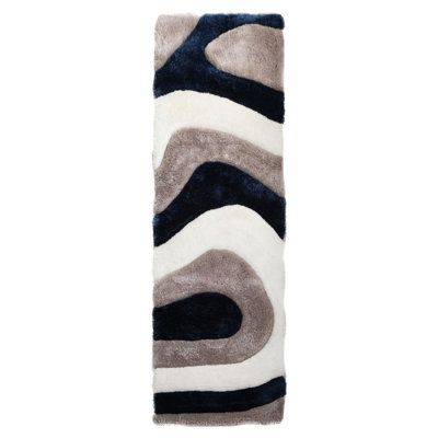 Thionville Shag Blue/Grey/White Shag Area Rug