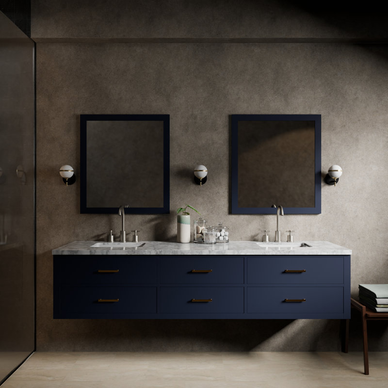 Meuble-lavabo double l 84 po x P 22 po Castor, Bleu