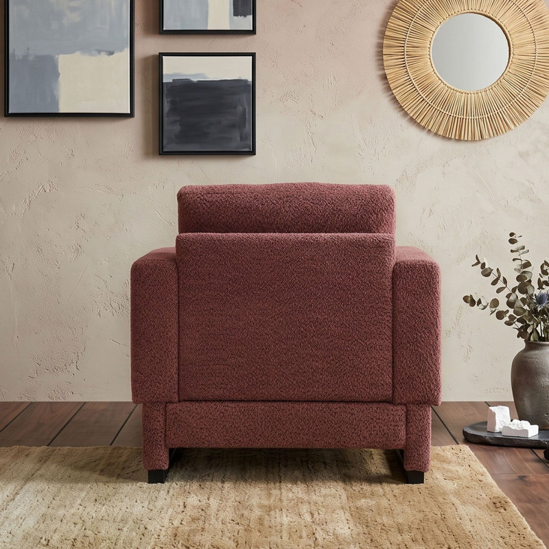 Fauteuil d'appoint rembourré à accoudoirs carrés, Rouge