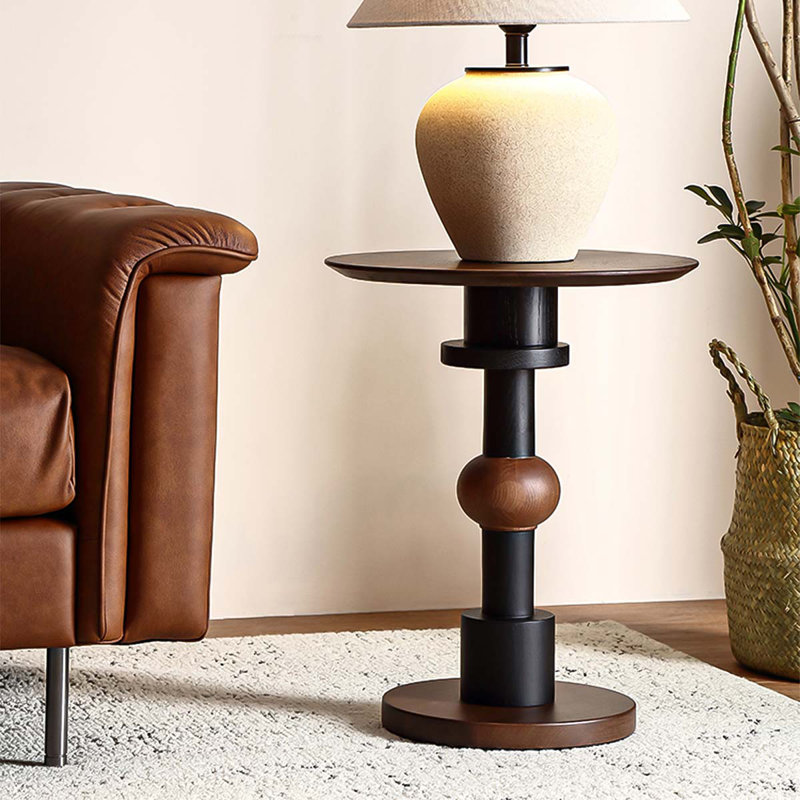 Table d'appoint en bois massif rétro