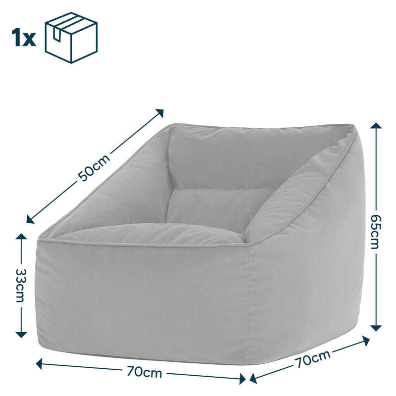 Natalia Velvet Armchair Bean Bag, Olive Green