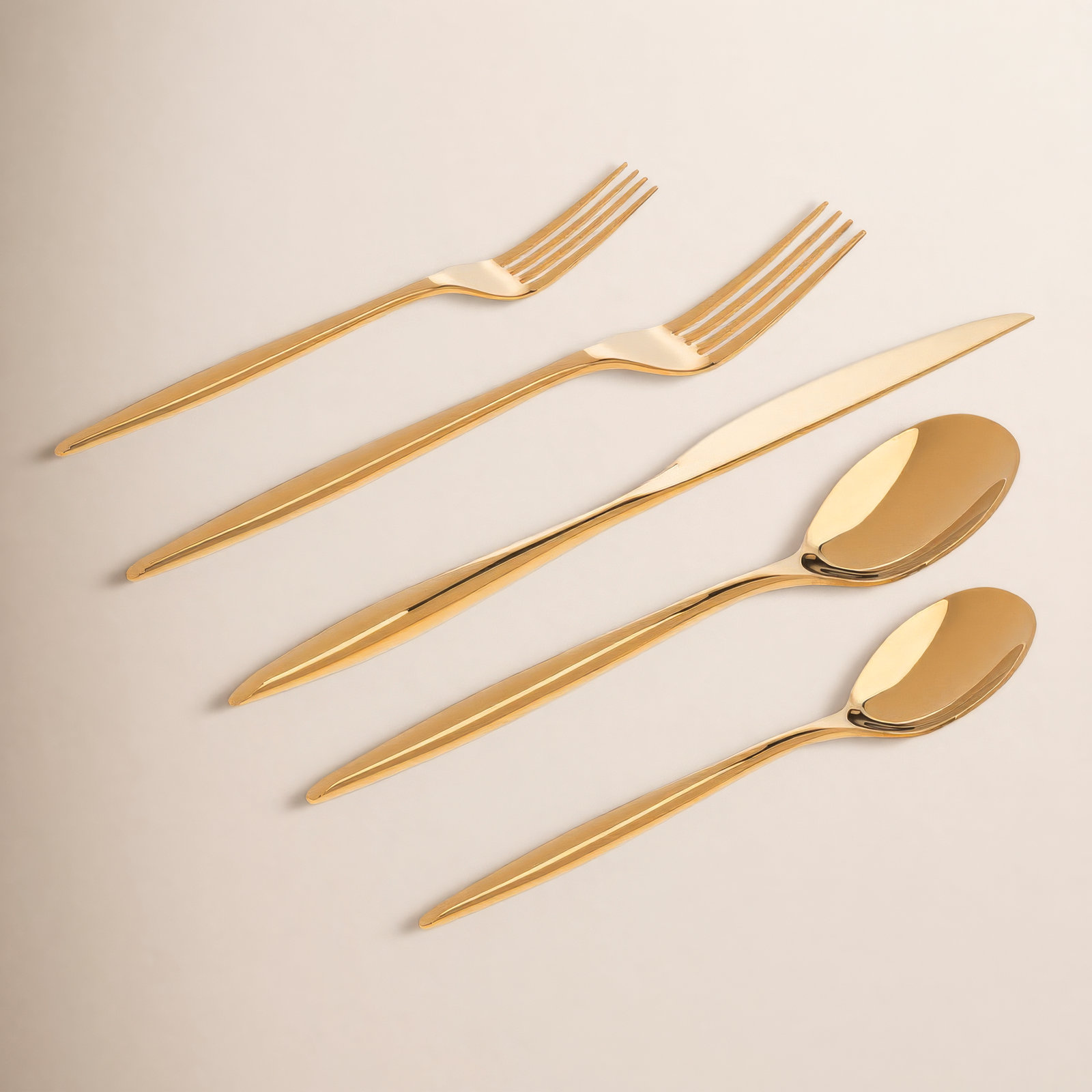 Milano Flatware Set - Service for 4, Mirrored Gold