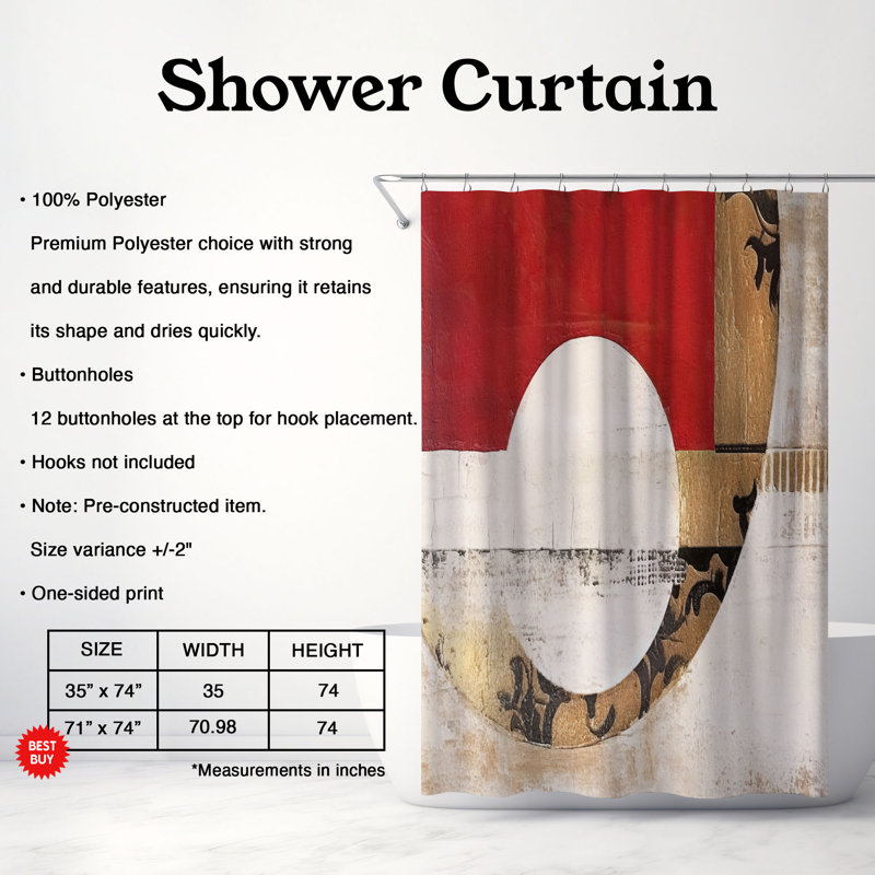 Daoudiate Abstract Shower Curtain, 74"H x 71"W