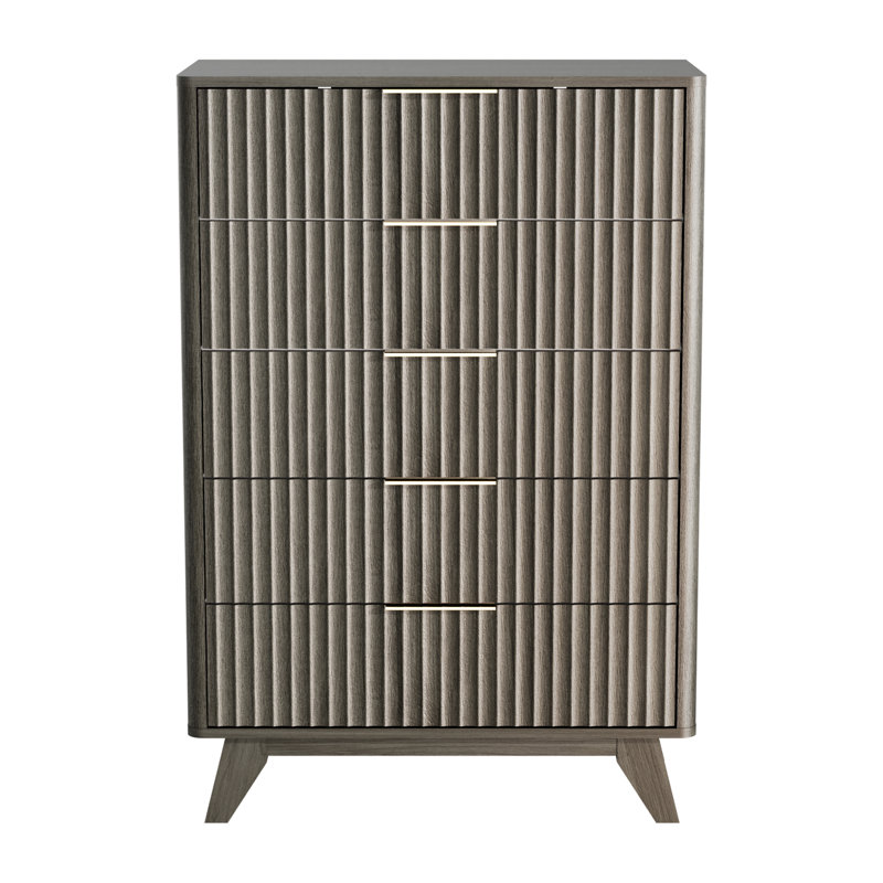 5 Drawer Grille Chest P2 Particleboard Density Board 30" W, Gray Oak