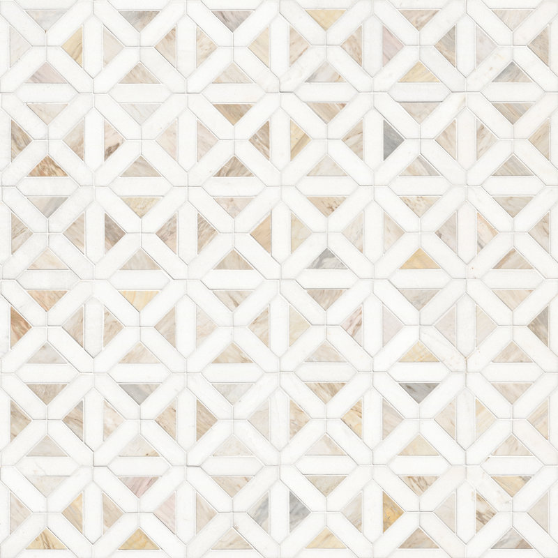 Auralie Geometric 12 in. x 12 in. Polished Marble Mosaic Floor and Wall Tile