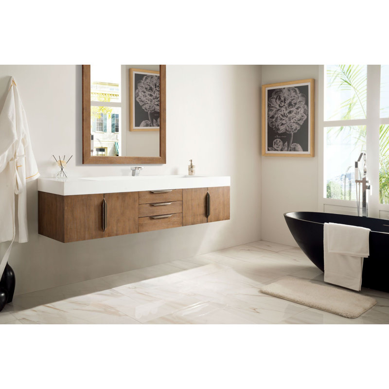 Mercer Island 72'' W Single Vanity, Glossy White, Dusk Gray, Brushed Nickel