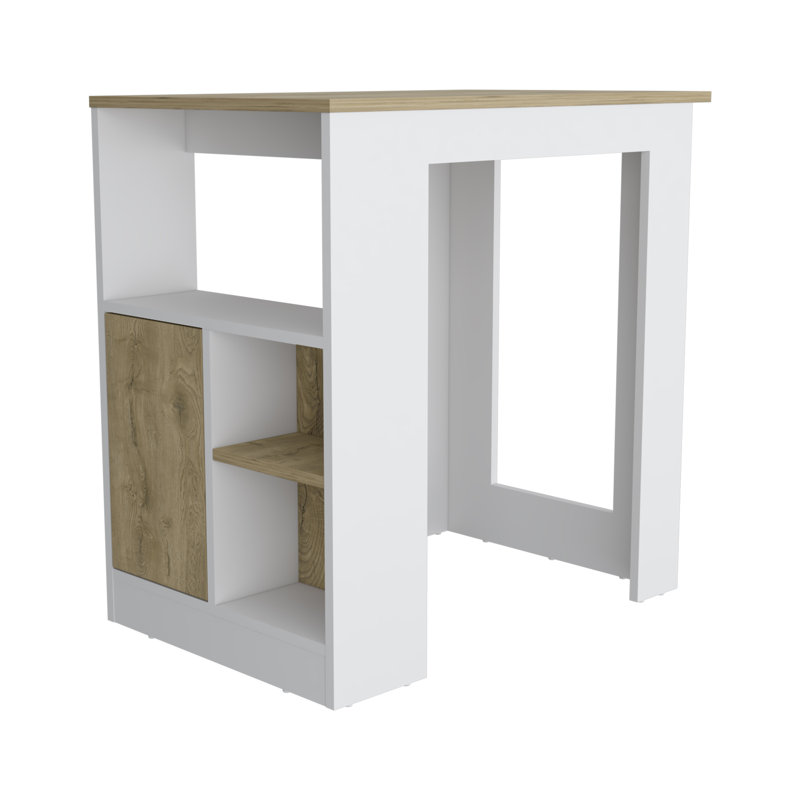 Îlot de cuisine H 36 po, trois tablettes de rangement latérales ouvertes et une armoire à pousser,