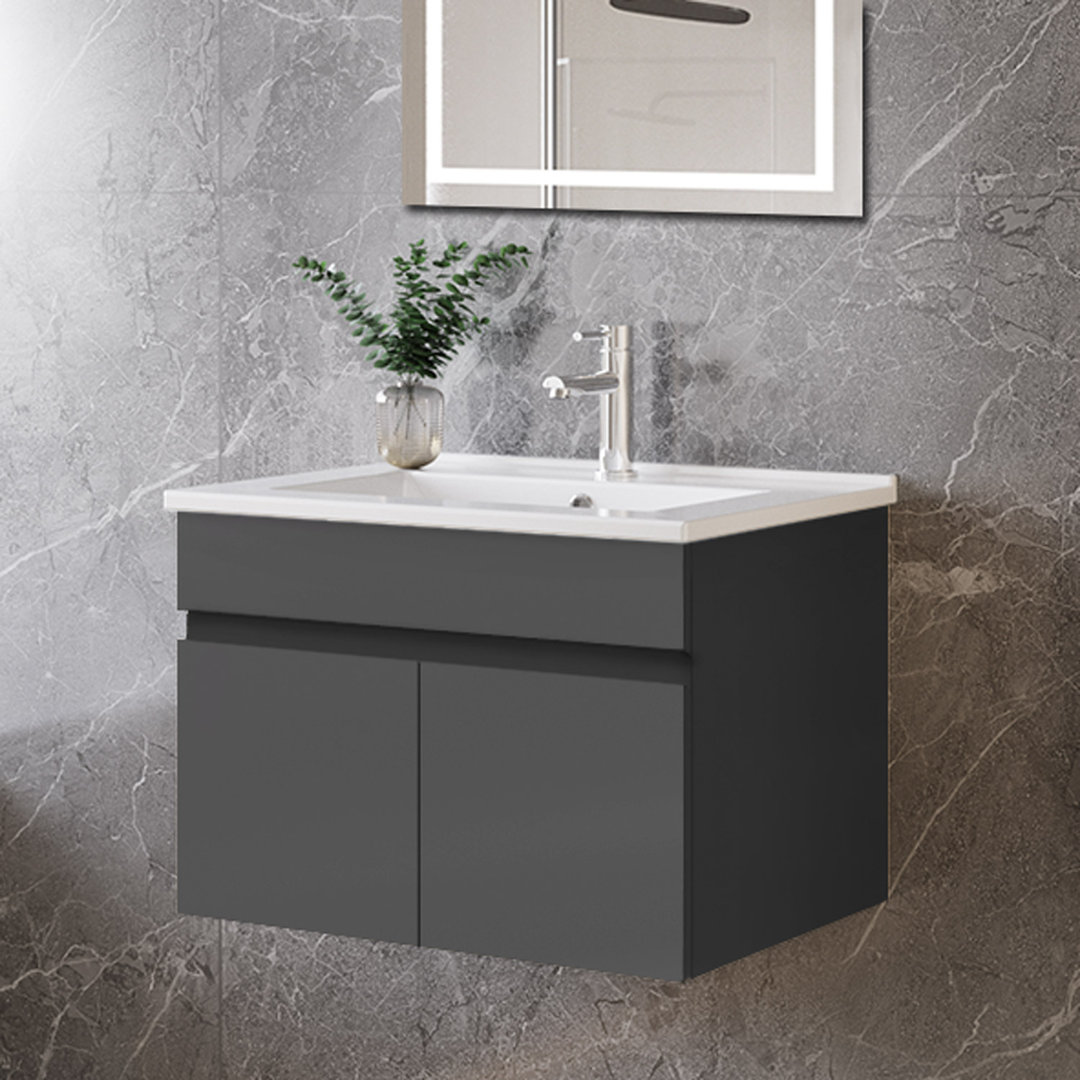 600mm Bathroom Vanity Units with Basin 2  Soft-close Doors Wall Hung
