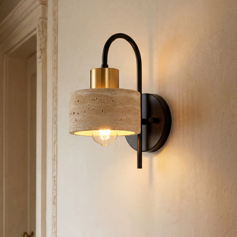 Applique murale 1 lumière en travertin jaune pour les couloirs, Column