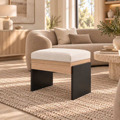 Banc d'appoint Tessa 22 po en chenille rembourré de mousse, ivoire