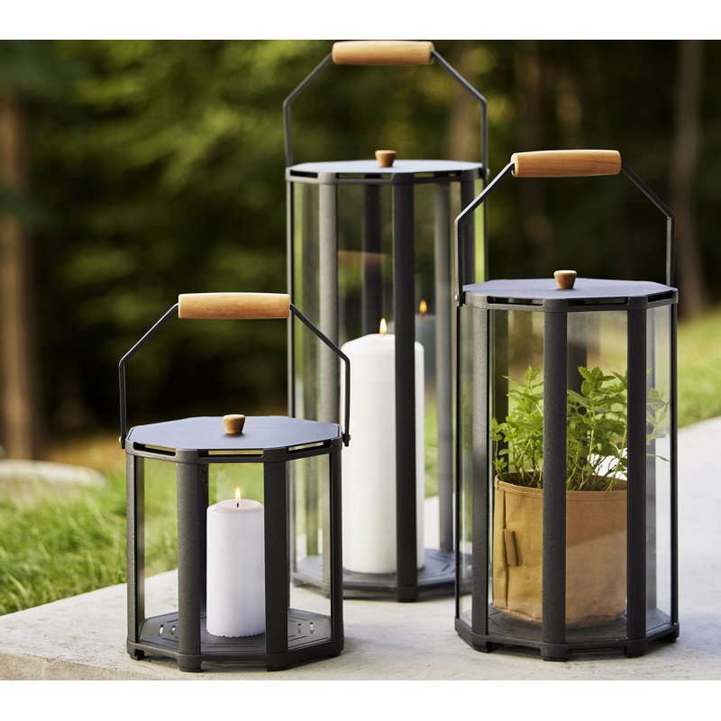 Lightlux Lantern with Teak Handle Extra Small, 10.2" H x 9.8" W x 9.8" D
