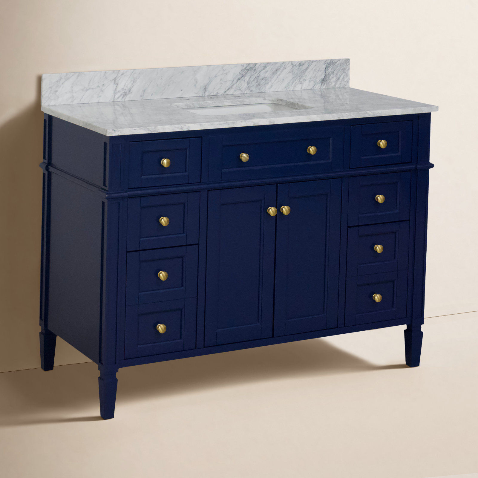 48 " Carrara Marble Single Bathroom Vanity, Royal Blue
