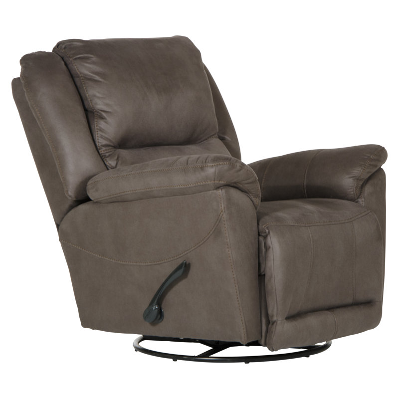 Cole Upholstered Swivel Glider Recliner, Gray Polyester