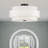 5 Light Brushed Nickel Large Semi-Flush With Hand Crafted Off-White Fabric Hardback Shades-2047730559