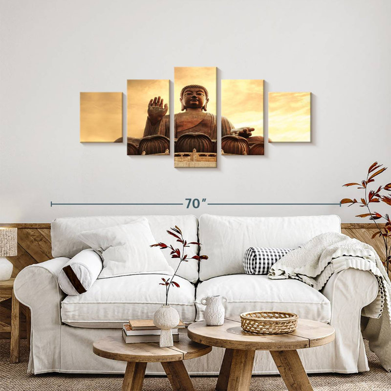 Bouddha en bronze, H 24 po x l 55 po