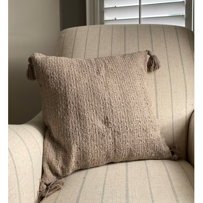 TRACY PILLOW Tassels Reversible Throw Pillow