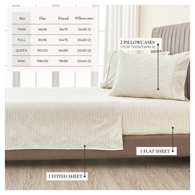 Ultra Soft Lodge Printed Microfiber Sheet Set, Full, Stripe Light Gray