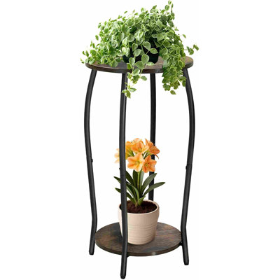 Support pour plante d'intérieur, support pour plante en bois à 2 niveaux, support pour plante d'angle à 4 pieds, support pour plante robuste