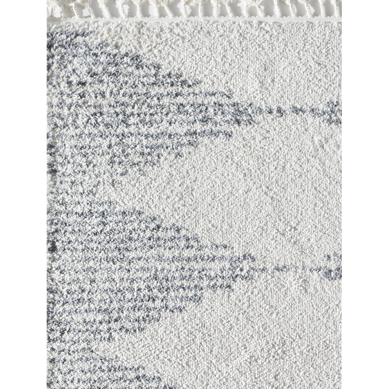 Tapis gris à poils longs Zaya Mason, Rectangle 5 pi x 7 pi