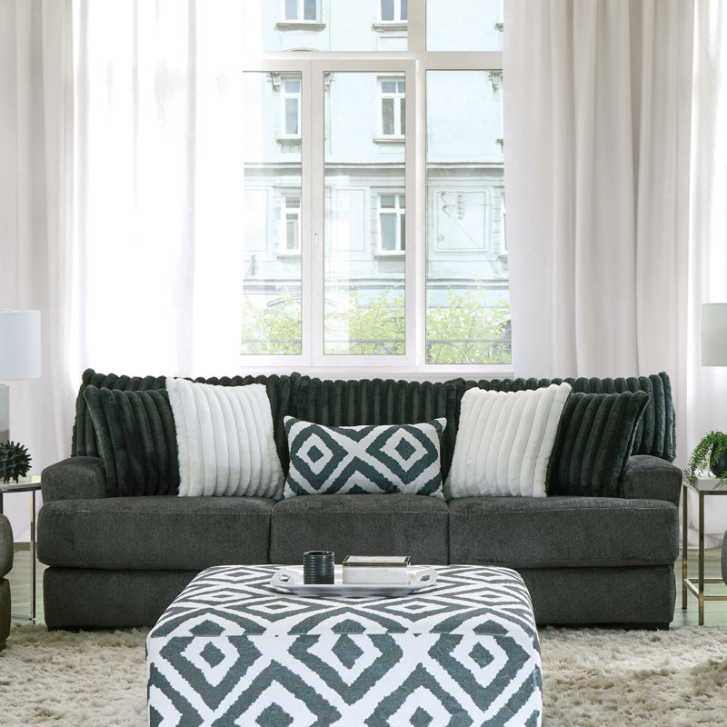 Yahne Upholstered 98'' Sofa, Gray Chenille