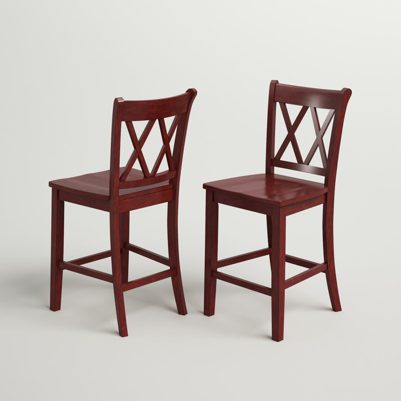 Tabouret de bar et de comptoir en bois massif Fortville, Baie antique, Tabouret de comptoir (assise de 24 po de hauteur)