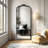 65" x 22" Arched Full Length Mirror with Ornate Vintage Crest, Floor or Wall Mounted-136854307