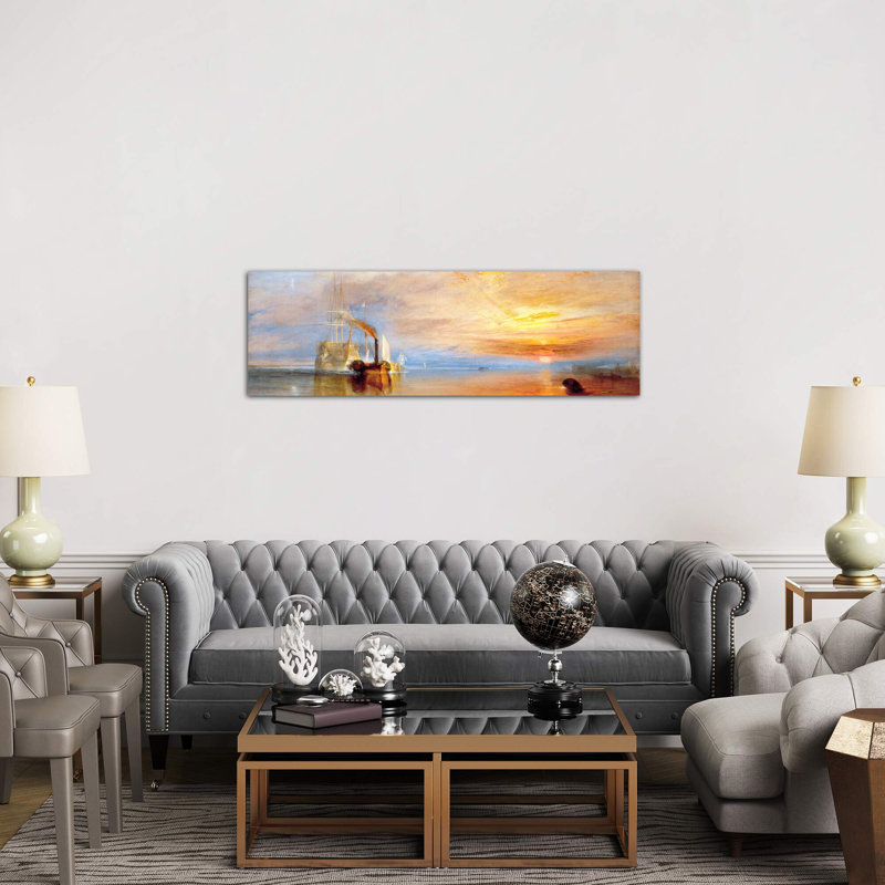 Fighting Temeraire by J.M.W. Turner - Panoramic Painting on Canvas, 30.48 cm H x 91.44 cm W x 1.91 cm D, No Frame