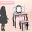 Kids MDF Vanity Table Set In Purple With 1 Drawer With 3-Color Dimmable LED Bulb-2068902359