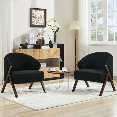 Chaise d'appoint Mid-Century moderne et confortable avec cadre en bois