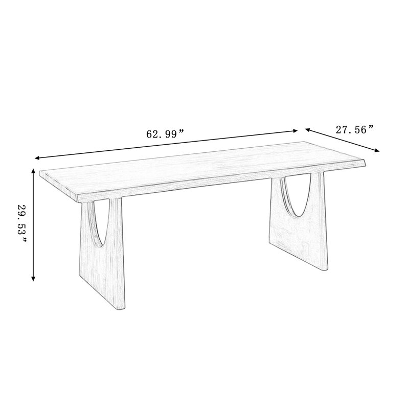 Table de salle à manger rectangulaire Modern, 29.53"H x 62.99"L x 27.56"W