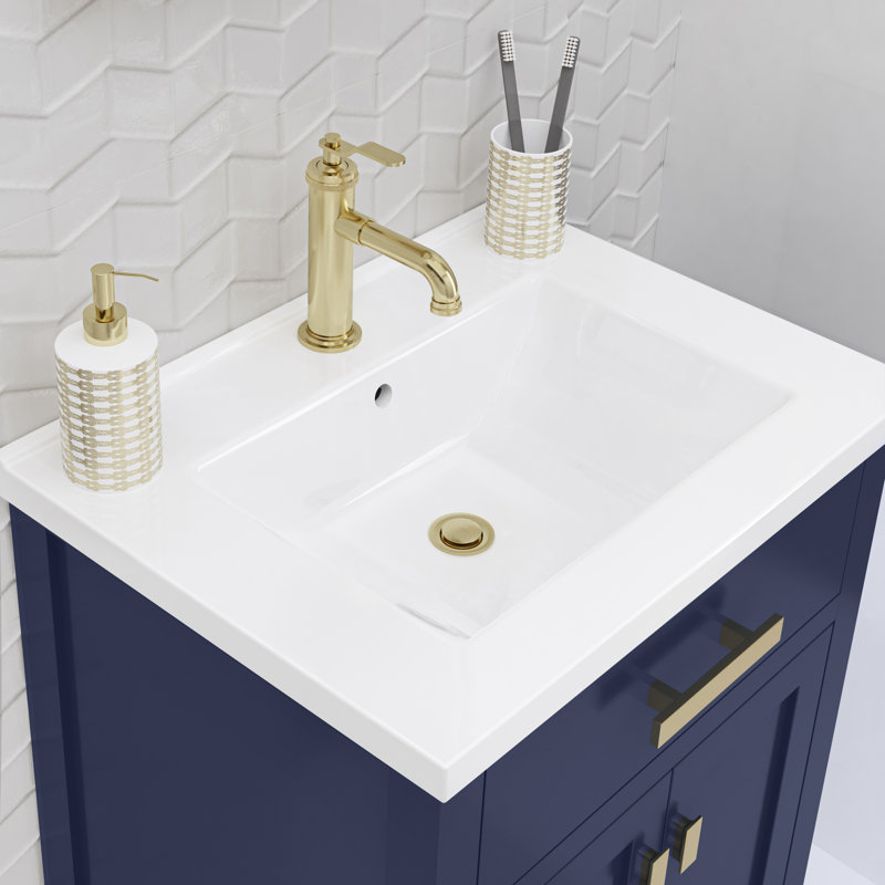 Ensemble de meuble-lavabo simple 24 po Gaget, Doré, Bleu monarque
