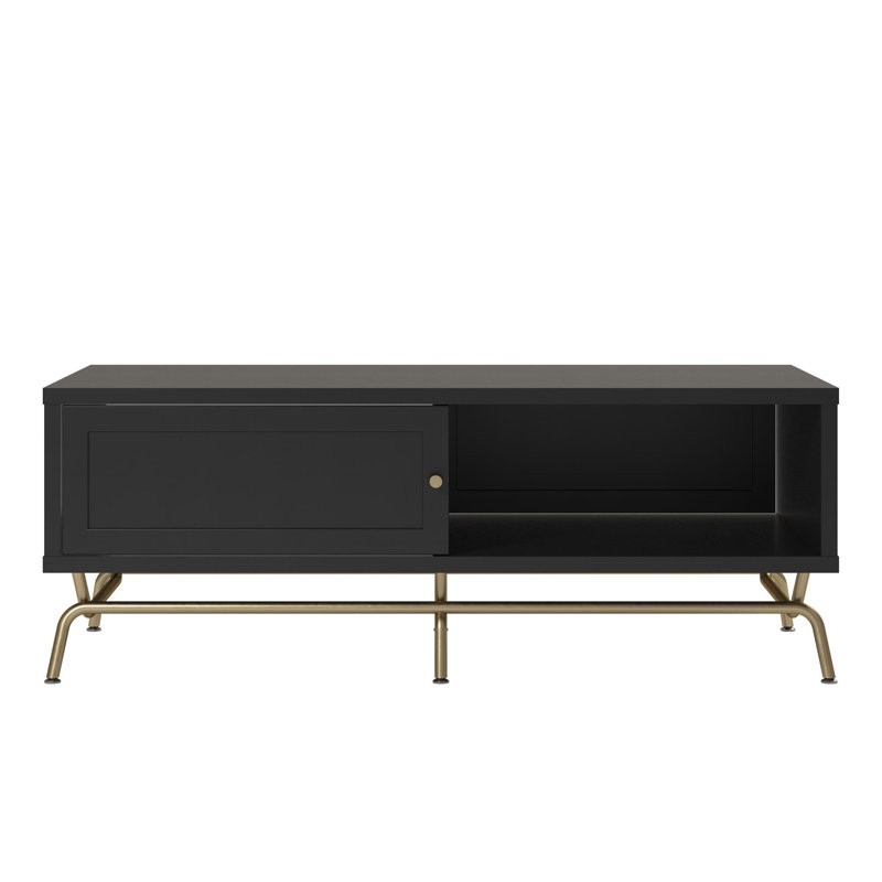 CosmoLiving Nova 53'' Rectangular Black and Gold Coffee Table with Storage