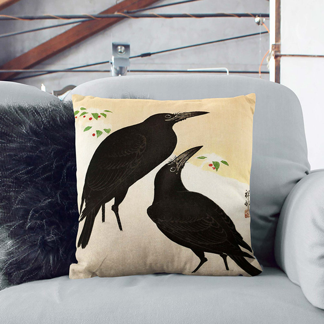 Crows in the Snow by Ohara Koson Cushion with Filling