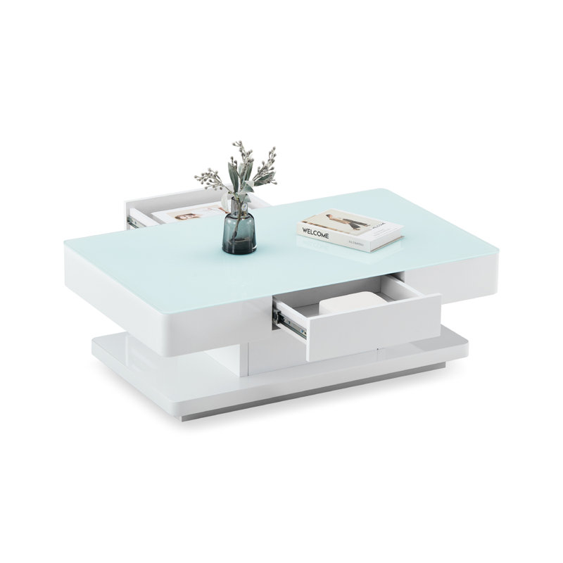 Coffee Table with Storage, White