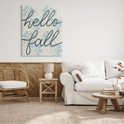 «Hello Fall», phrase «Bluebell Paisley Motif Vintage Flowers» par Daphne Polselli, impression