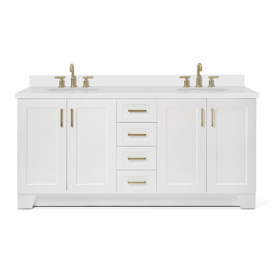 Freitas 72'' Solid Wood Double Bathroom Vanity with 1.5'' Top
