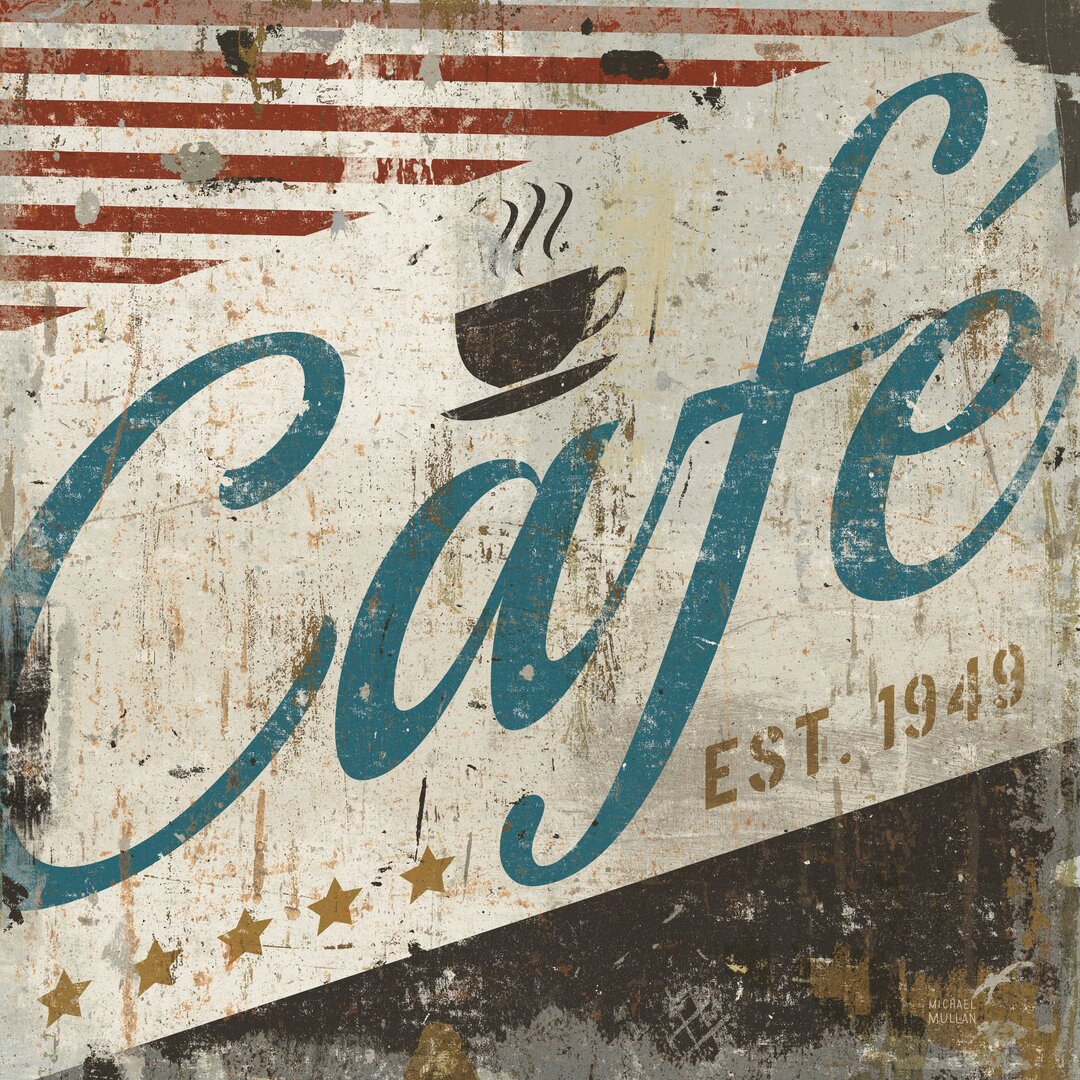 Leinwandbild Vintage Cafe Sign von Michael Mullan