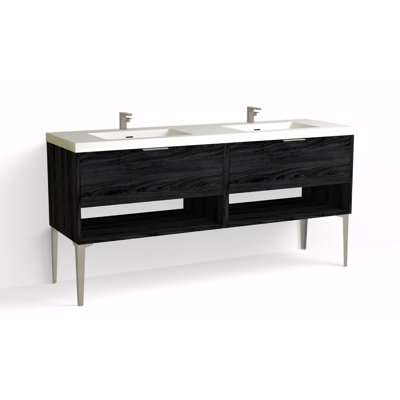 Modo 72" W Freestanding Double Bathroom Vanity with Dean Leg