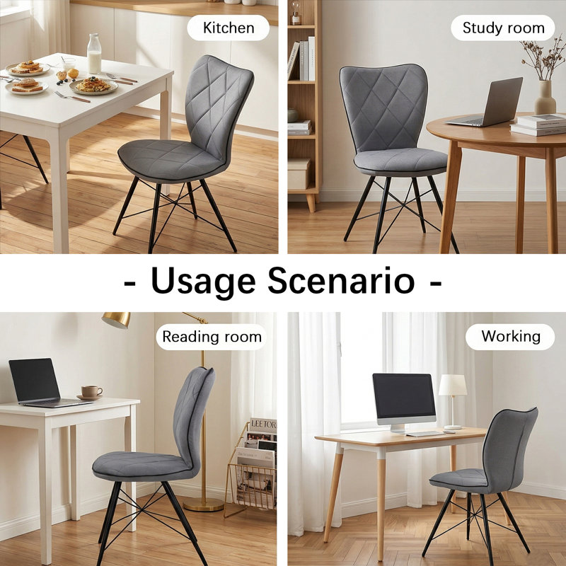 Upholstered Upholstered Back Side Chair in Grey