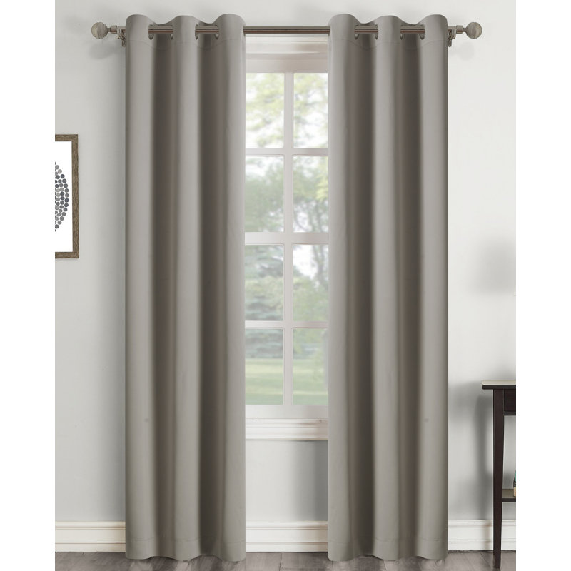 Panneau de rideau simple obscurcissant uni avec œillets, Gris, L 63 po x l 39 po