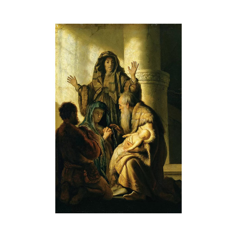 Simeon And Hannah In The Temple, C.1627 by Rembrandt Van Rijn - Painting on Canvas, 45.72cm H x 30.48cm W x 1.91cm D