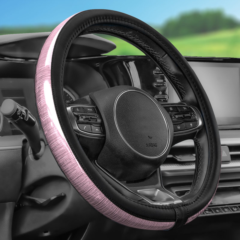 Galaxy13 Metallic Striped Steering Wheel Cover, Pink