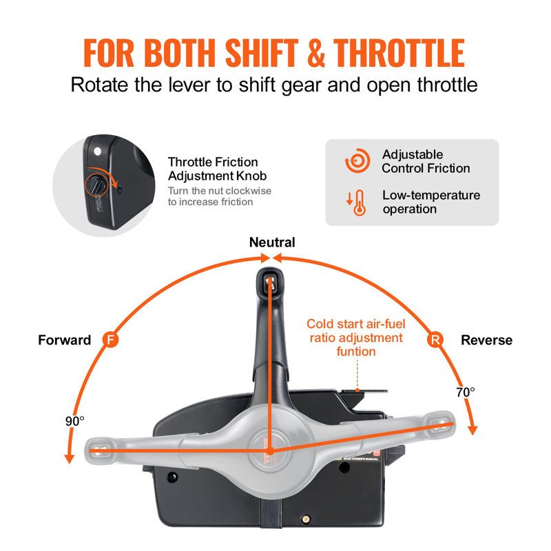 Boîtier de contrôle de l'accélérateur de bateau, boîte de contrôle extérieure 881170A13 à fixation latérale pour Mercury PT à 4 temps, boîtier de contrôle de l'accélérateur marin avec interrupteur d'alimentation électrique, harnais de 14,6 pi 14 broches et longe